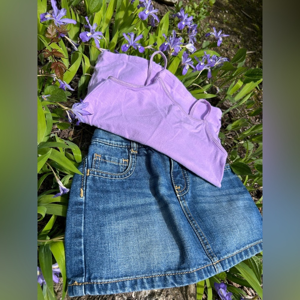 Denim Skirt + Purple Tank Outfit Set | 2T | Toddler Girl Summer Bundle |Old Navy